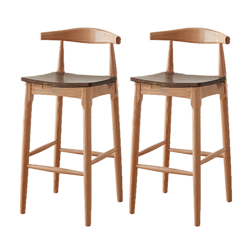 Modern Armless Backrest Counter Stool Wood Cafe Bar Stool with Wooden Seat