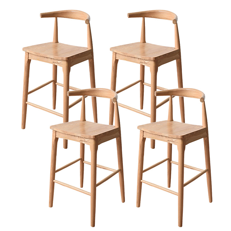 Modern Armless Backrest Counter Stool Wood Cafe Bar Stool with Wooden Seat