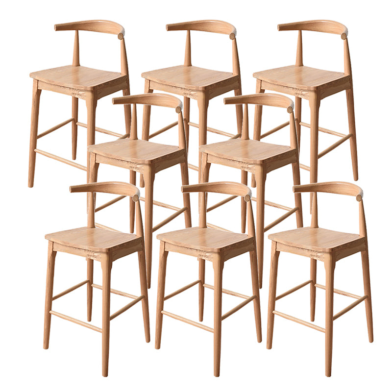 Modern Armless Backrest Counter Stool Wood Cafe Bar Stool with Wooden Seat