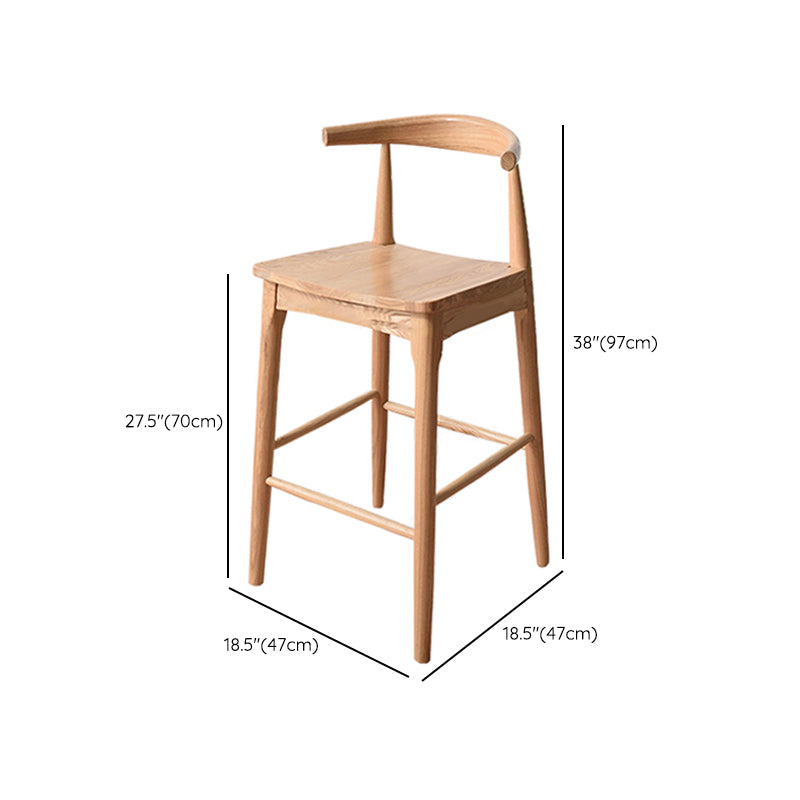 Modern Armless Backrest Counter Stool Wood Cafe Bar Stool with Wooden Seat