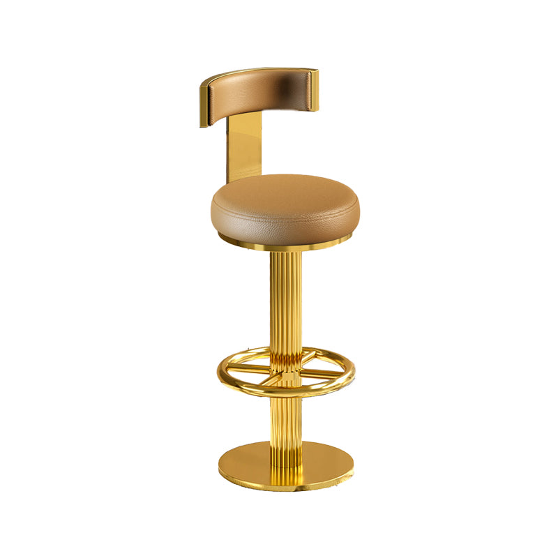 Glam Gold Legs Bar Stools Living Room Upholstered Swivel Stool