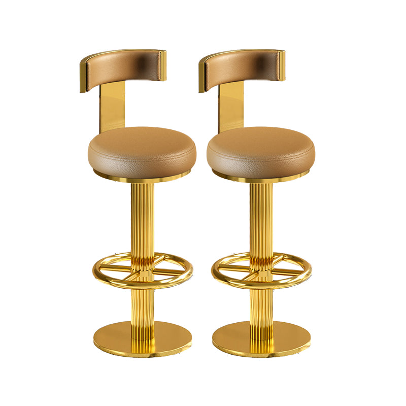 Glam Gold Legs Bar Stools Living Room Upholstered Swivel Stool