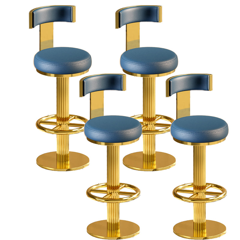Glam Gold Legs Bar Stools Living Room Upholstered Swivel Stool