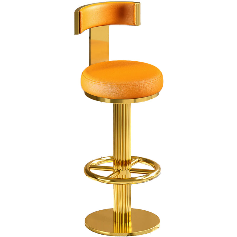 Glam Gold Legs Bar Stools Living Room Upholstered Swivel Stool