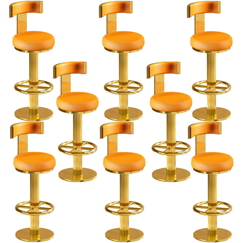 Glam Gold Legs Bar Stools Living Room Upholstered Swivel Stool