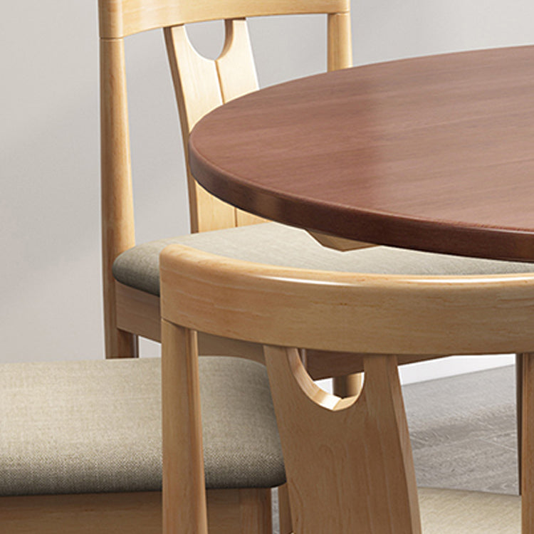 Modern Wood Round Dining Table Rubber Wood Base for Dining Room