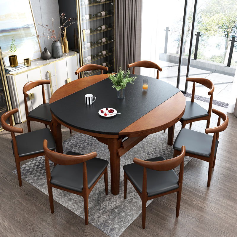 Modern Stone Scalable Dining Table Solid Wood Leg for Dining Room