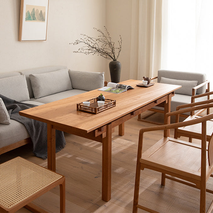Cherry Wooden Table Rectangle Dining Table for Kitchen Dining Room