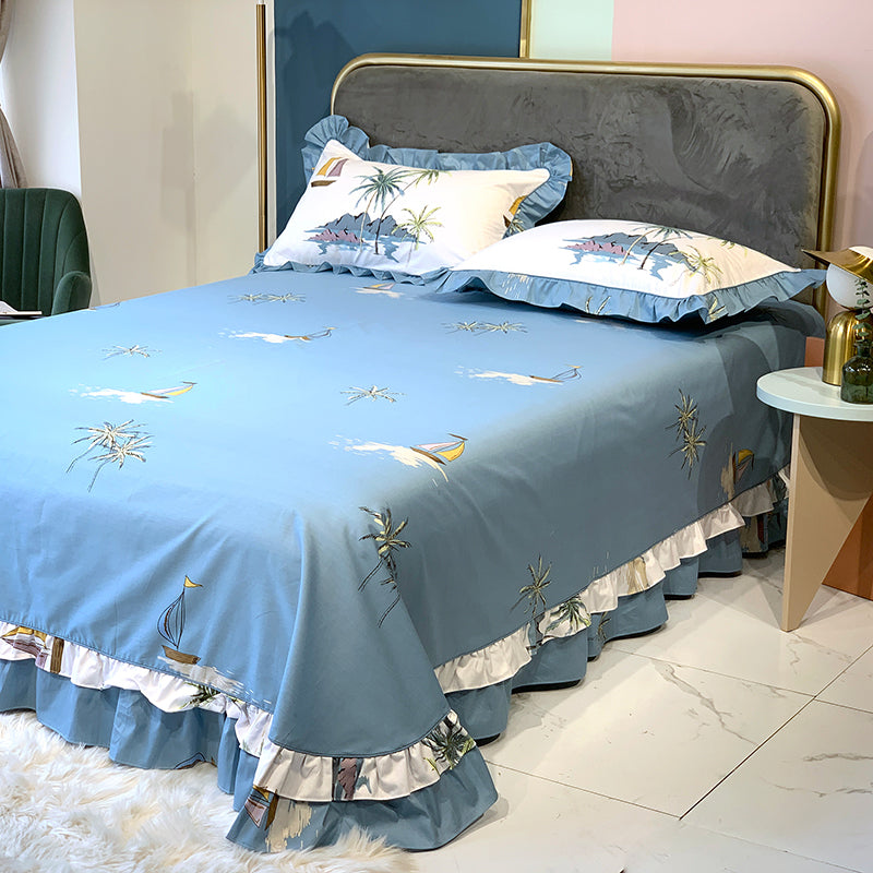 Sheet Sets Cotton Floral Printed Wrinkle Resistant Breathable Ultra Soft Bed Sheet Set