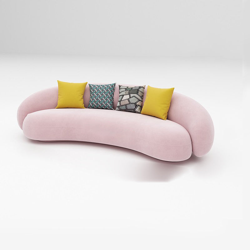 Scandinavian 24.8" H Solid Color Velvet Slope Arm Sofa For Living Room