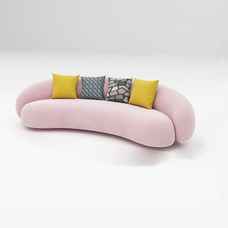 Scandinavian 24.8" H Solid Color Velvet Slope Arm Sofa For Living Room