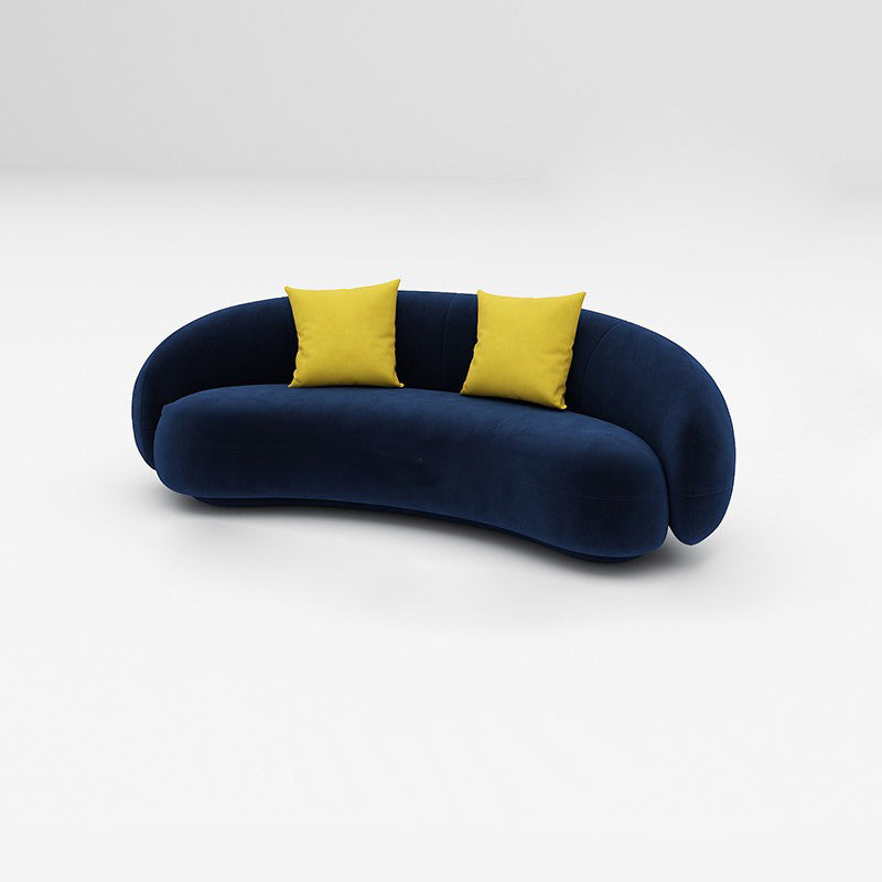 Scandinavian 24.8" H Solid Color Velvet Slope Arm Sofa For Living Room