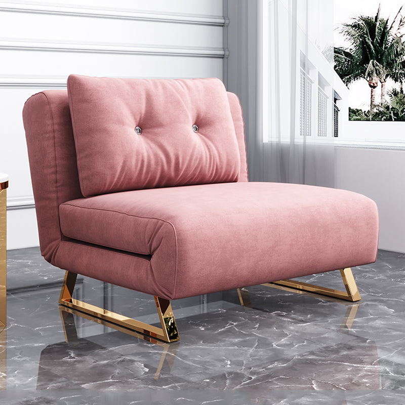 Foldable Convertible Sofas Pink Armless Glam Metal Sleeper Sofa
