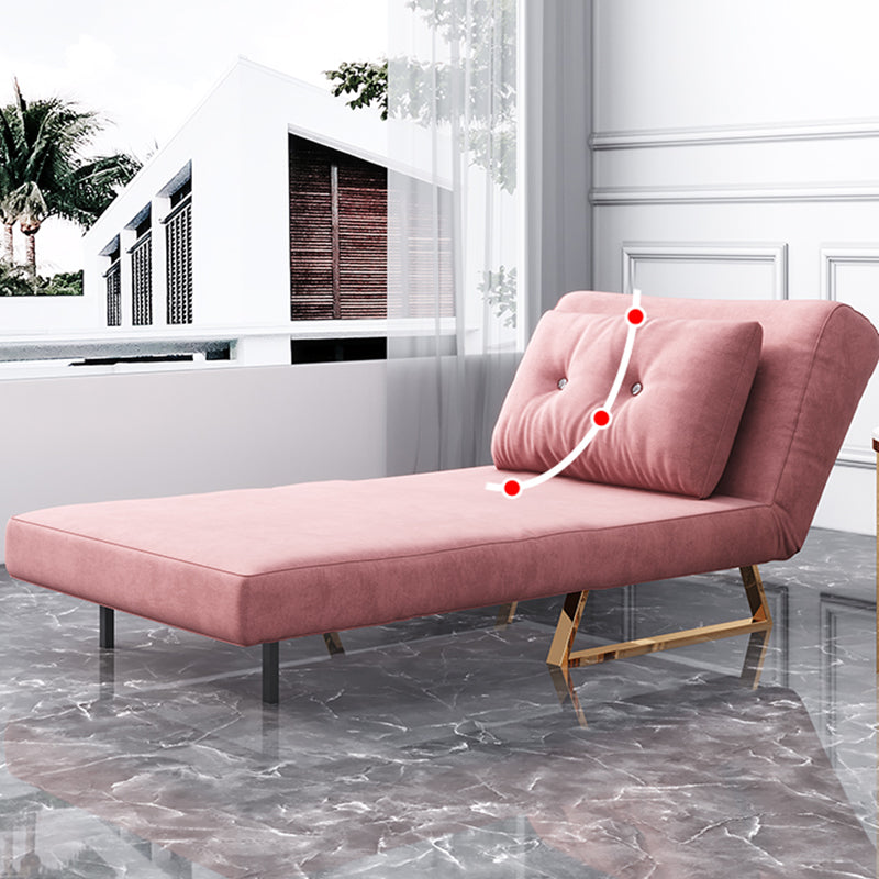 Foldable Convertible Sofas Pink Armless Glam Metal Sleeper Sofa