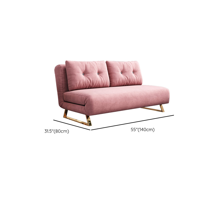 Foldable Convertible Sofas Pink Armless Glam Metal Sleeper Sofa