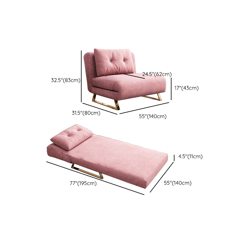 Foldable Convertible Sofas Pink Armless Glam Metal Sleeper Sofa