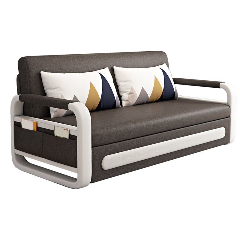 Square Arms Convertible Sofas Folding Faux Leather Sleeper Sofa