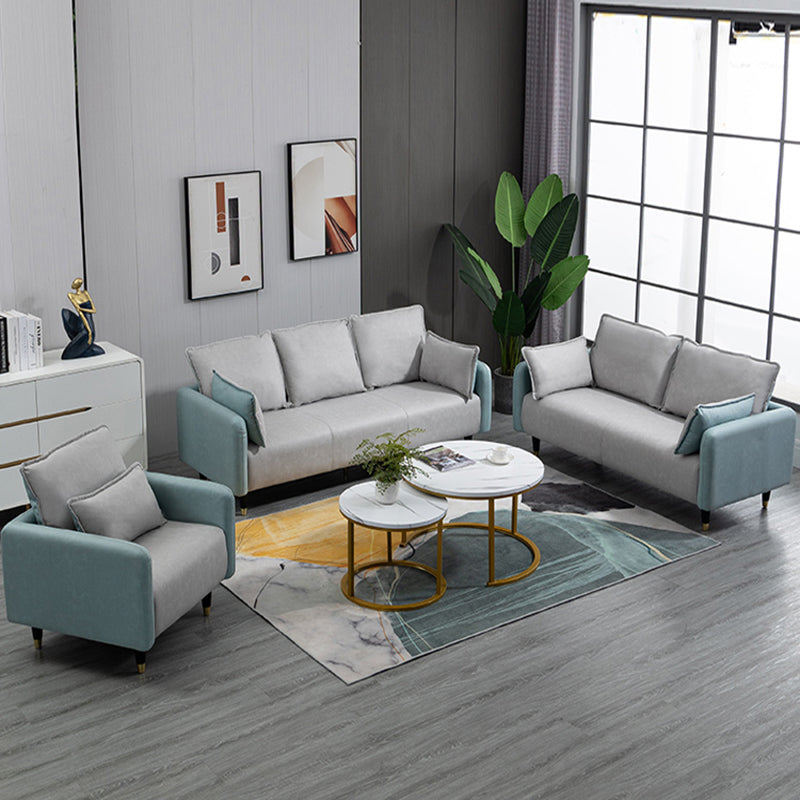 Solid Wood Loveseat Sofa Square Arm Living Room Settee with Pillows