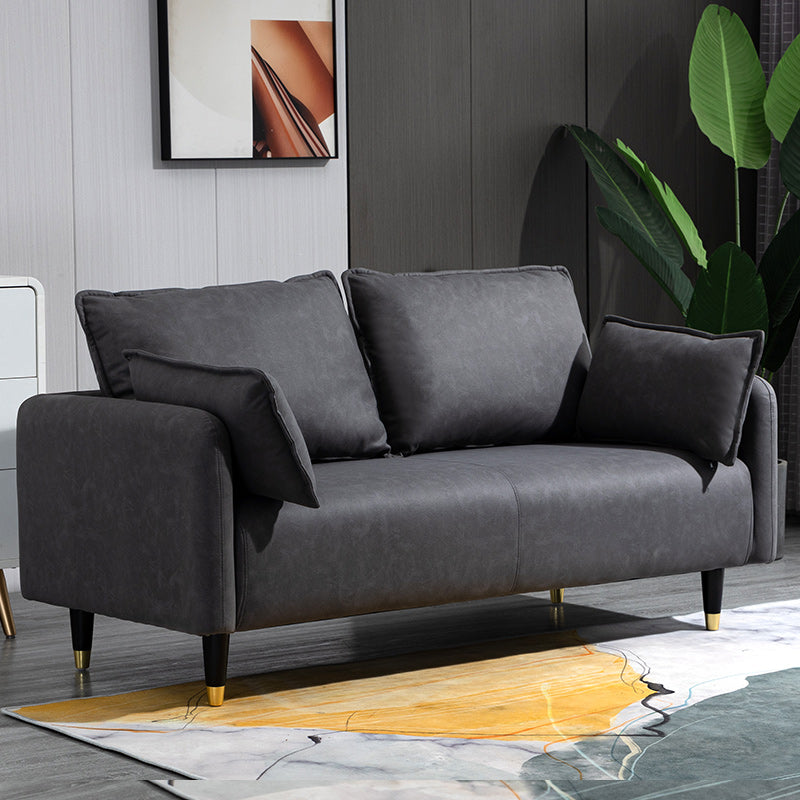 Solid Wood Loveseat Sofa Square Arm Living Room Settee with Pillows