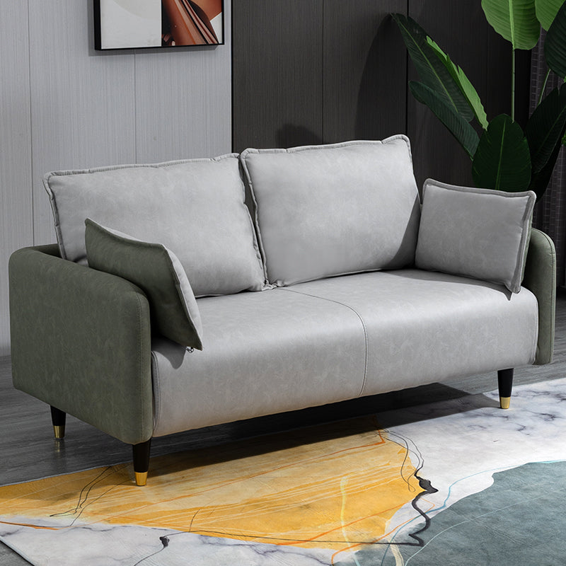 Solid Wood Loveseat Sofa Square Arm Living Room Settee with Pillows