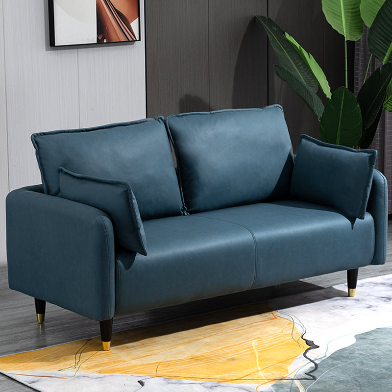Solid Wood Loveseat Sofa Square Arm Living Room Settee with Pillows