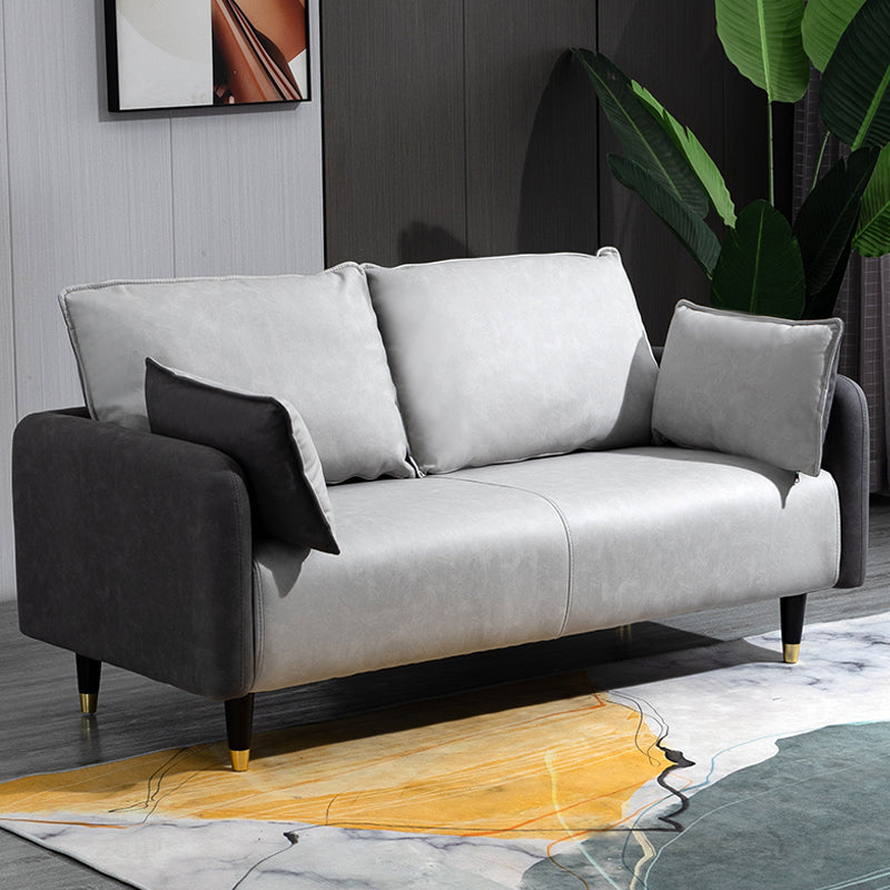 Solid Wood Loveseat Sofa Square Arm Living Room Settee with Pillows