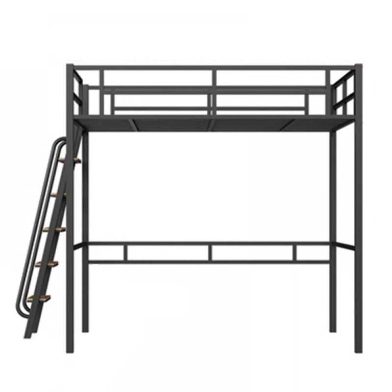Modern Loft Bunk Bed Open Frame Metal Standard Bed with Wood Accent