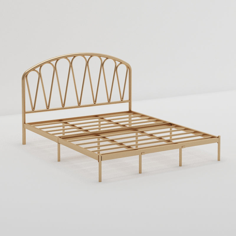 Open Frame Metal Bed Frame Contemporary Wire-Grid Iron Bed with Headboard