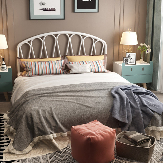 Open Frame Metal Bed Frame Contemporary Wire-Grid Iron Bed with Headboard