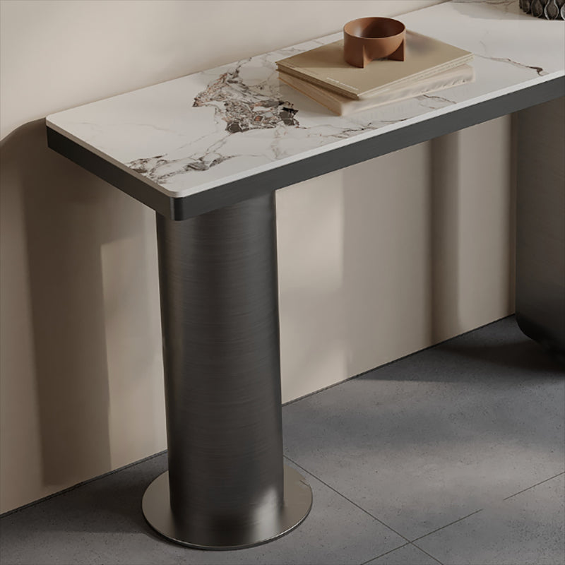 Rectangle Shape Console Table Contemporary Stone Sofa Table in Black