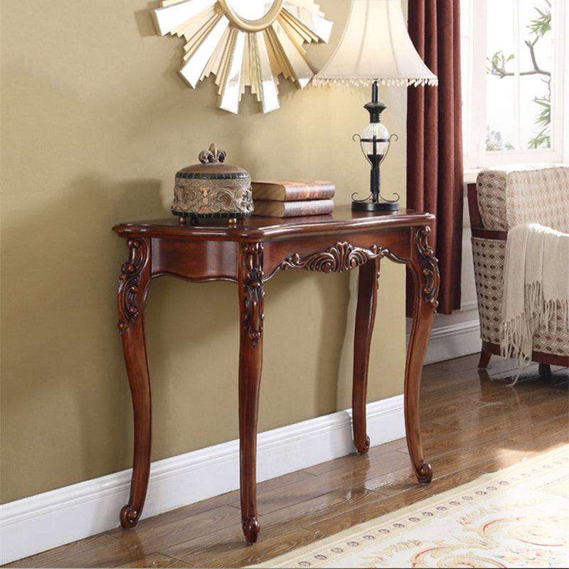 Free Form Shape Contemporary Console Table in Brown Wood Console Sofa Table