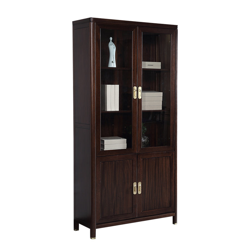Closed Back Wood Bookshelf Contemporary Bookcase with Cabinets