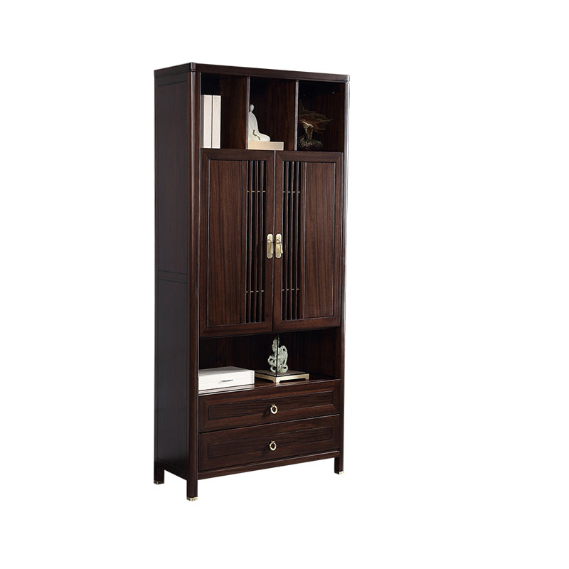 Closed Back Wood Bookshelf Contemporary Bookcase with Cabinets
