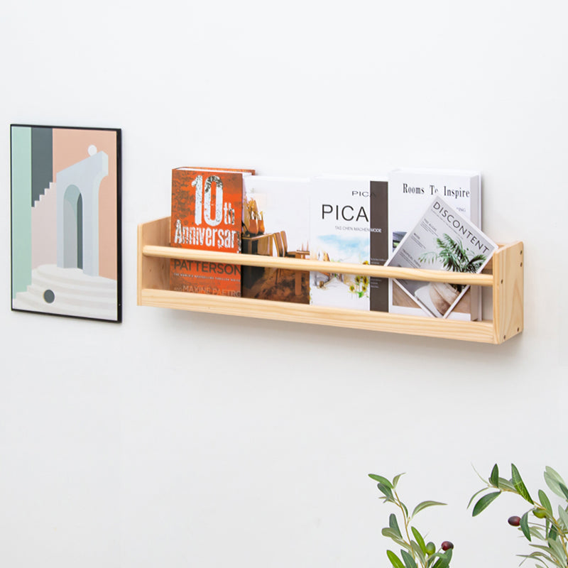 Contemporary Wall Mounted Bookshelf Solid Wood Bookcase for Office
