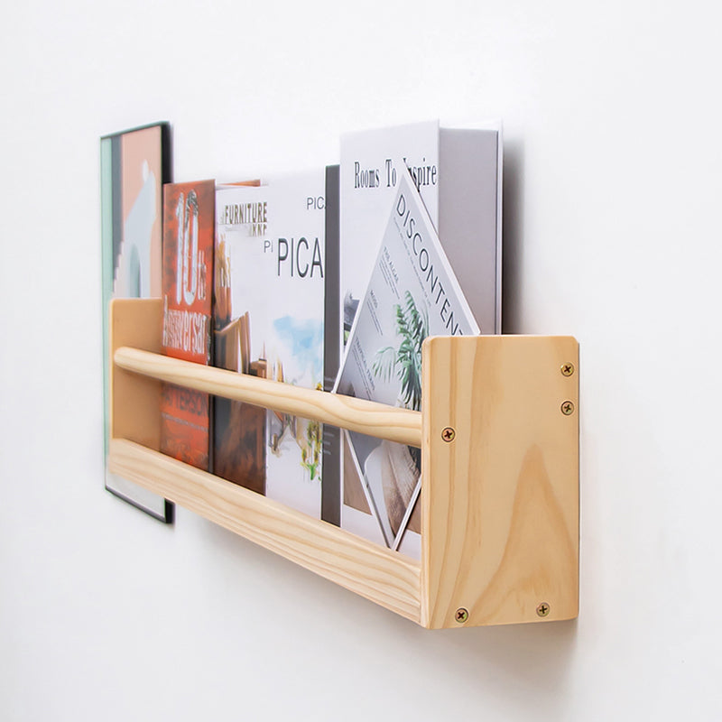 Contemporary Wall Mounted Bookshelf Solid Wood Bookcase for Office