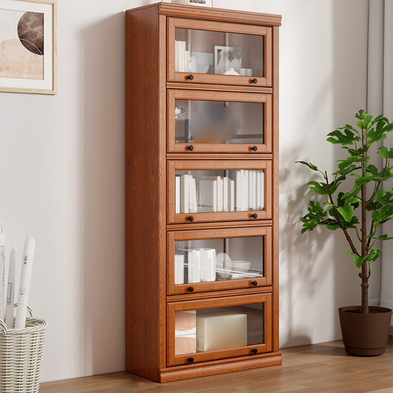 Closed Back Vertical Bookshelf Wood Contemporary Bookcase with Cabinets