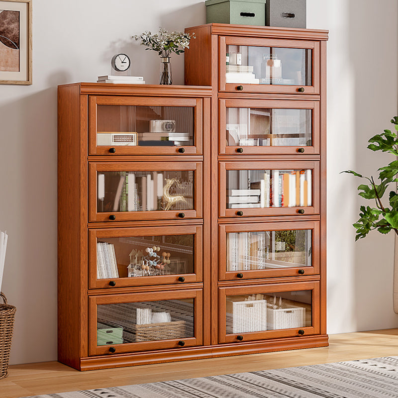 Closed Back Vertical Bookshelf Wood Contemporary Bookcase with Cabinets