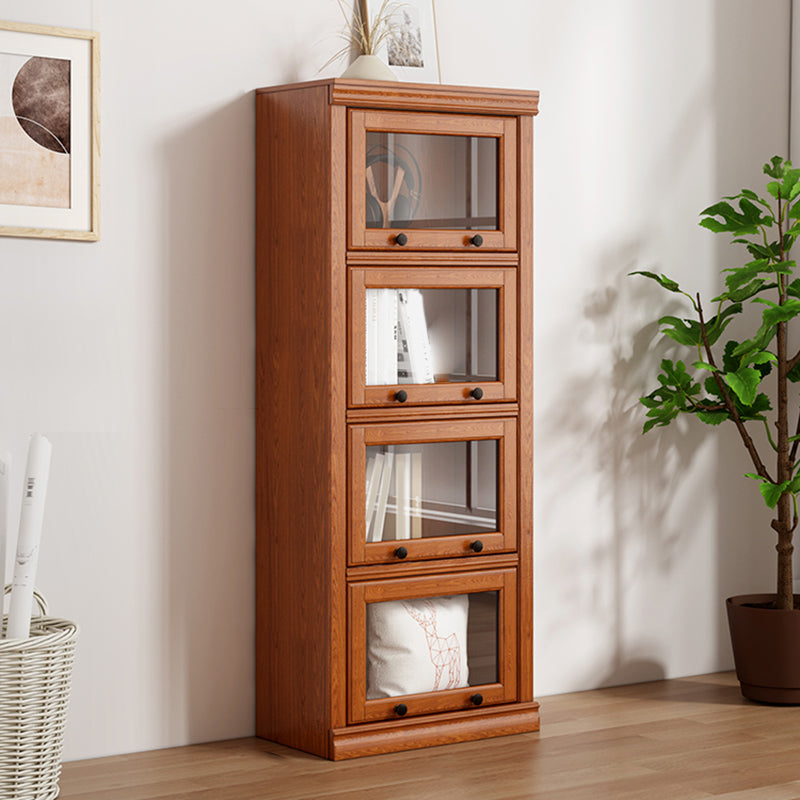 Closed Back Vertical Bookshelf Wood Contemporary Bookcase with Cabinets
