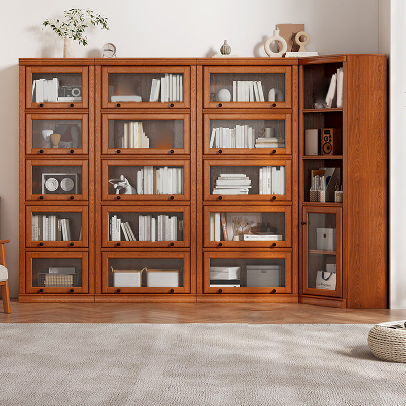 Closed Back Vertical Bookshelf Wood Contemporary Bookcase with Cabinets