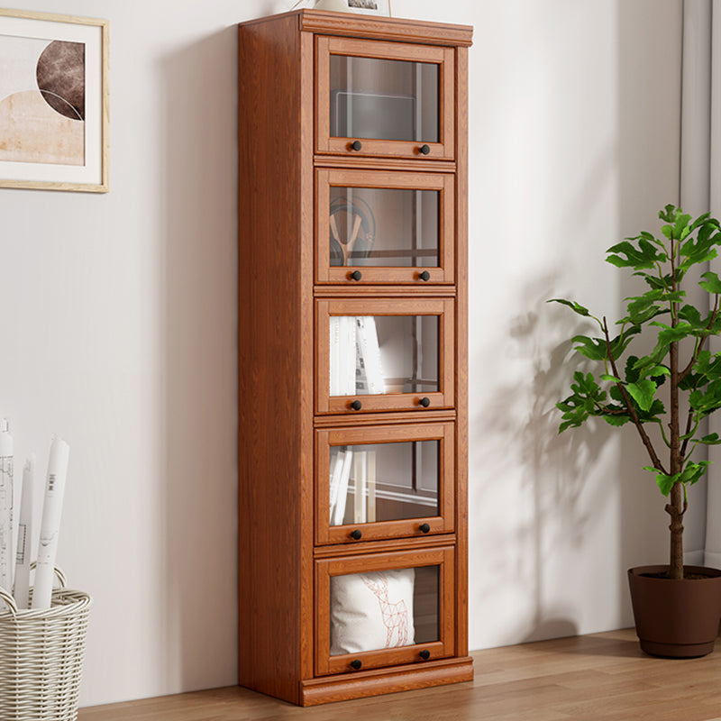 Closed Back Vertical Bookshelf Wood Contemporary Bookcase with Cabinets