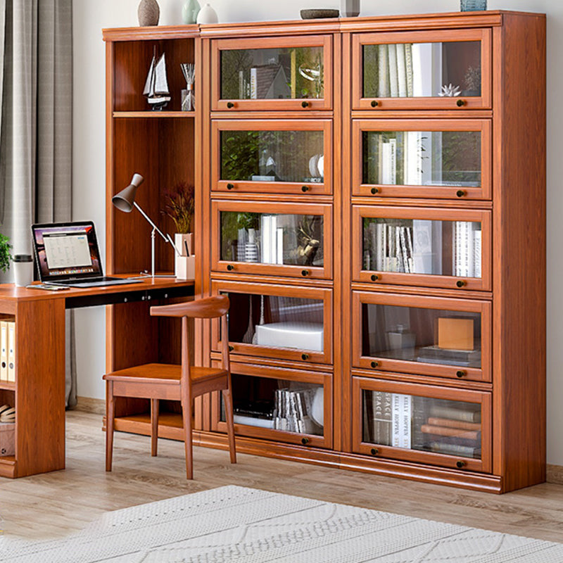 Closed Back Vertical Bookshelf Wood Contemporary Bookcase with Cabinets