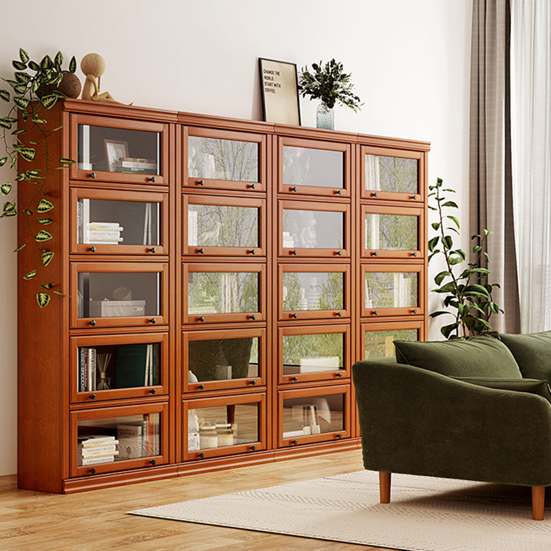 Closed Back Vertical Bookshelf Wood Contemporary Bookcase with Cabinets