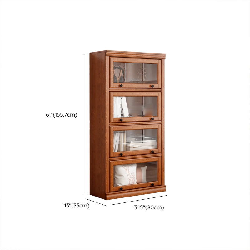 Closed Back Vertical Bookshelf Wood Contemporary Bookcase with Cabinets