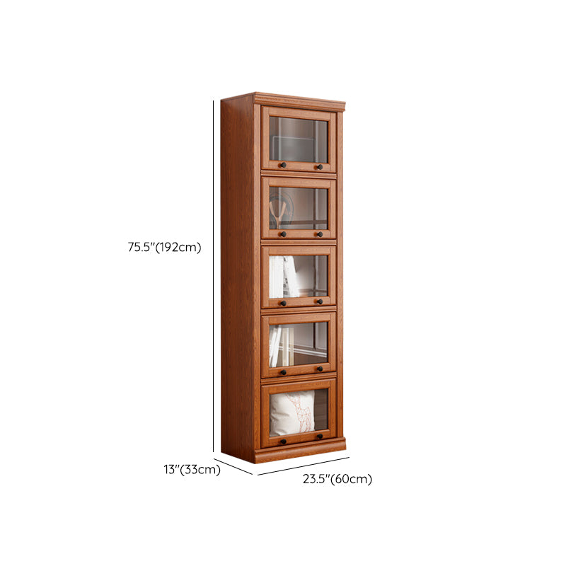 Closed Back Vertical Bookshelf Wood Contemporary Bookcase with Cabinets