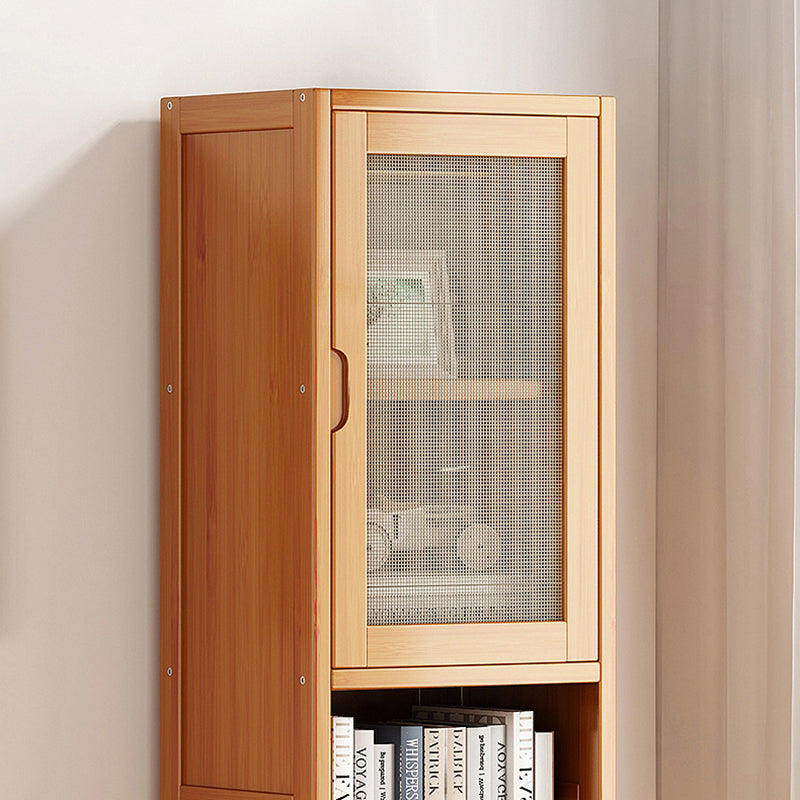 Contemporary Closed Back Bookcase Bamboo Vertical Bookshelf with Doors