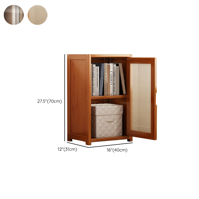Contemporary Closed Back Bookcase Bamboo Vertical Bookshelf with Doors