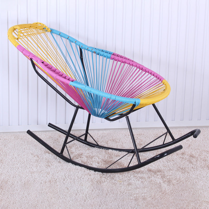 PE Rattan Iron Base Lazy Sofa Chair Leisure Lounge Rocking Chair