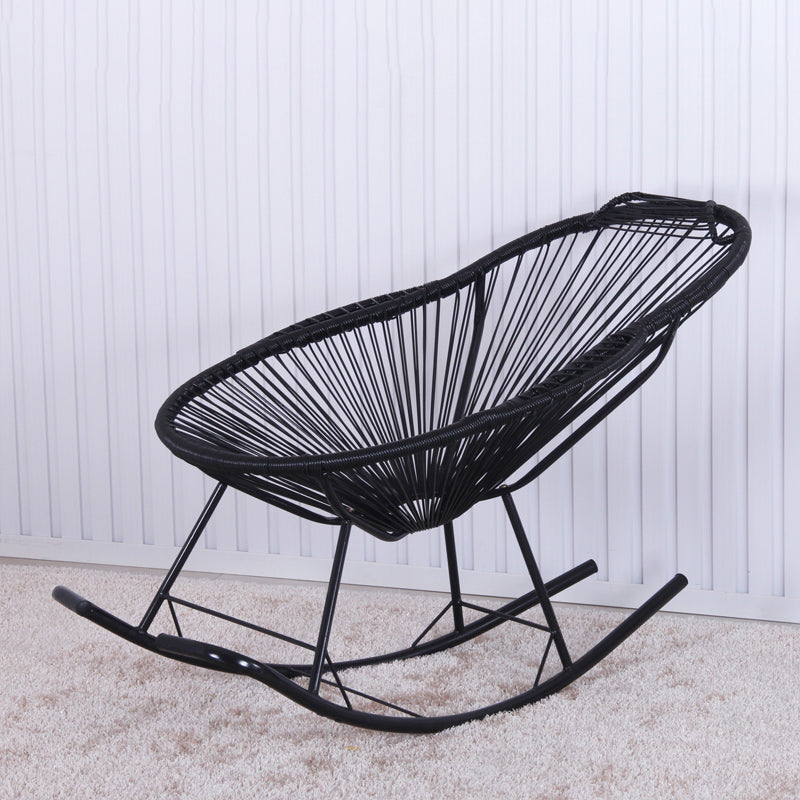 PE Rattan Iron Base Lazy Sofa Chair Leisure Lounge Rocking Chair