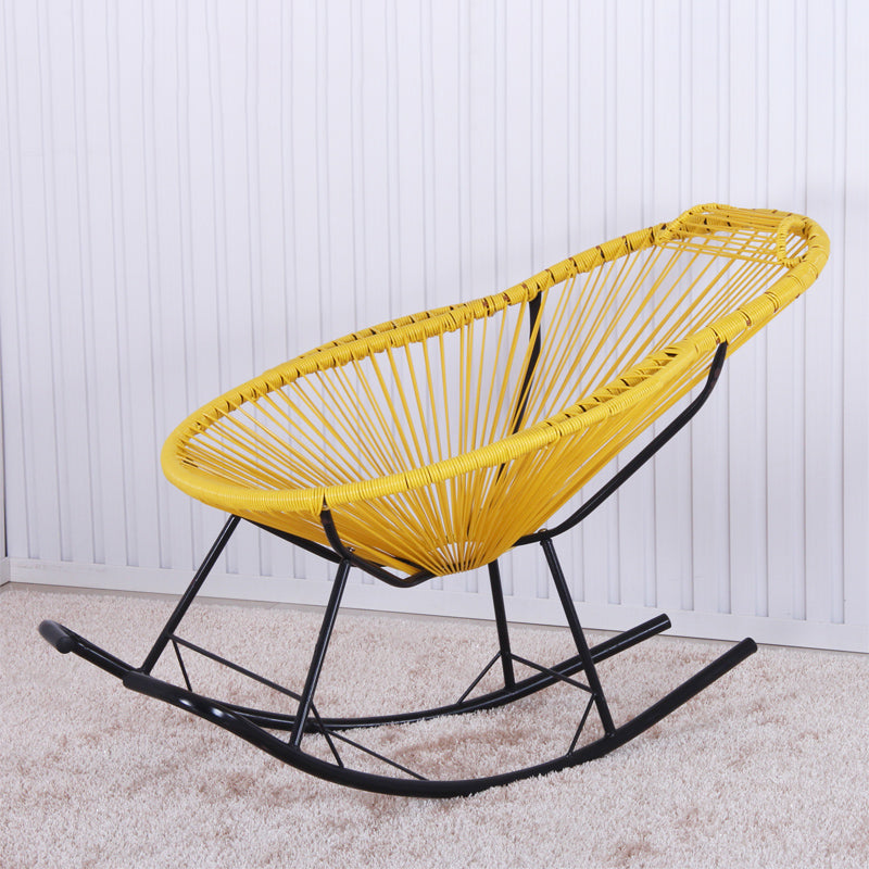 PE Rattan Iron Base Lazy Sofa Chair Leisure Lounge Rocking Chair