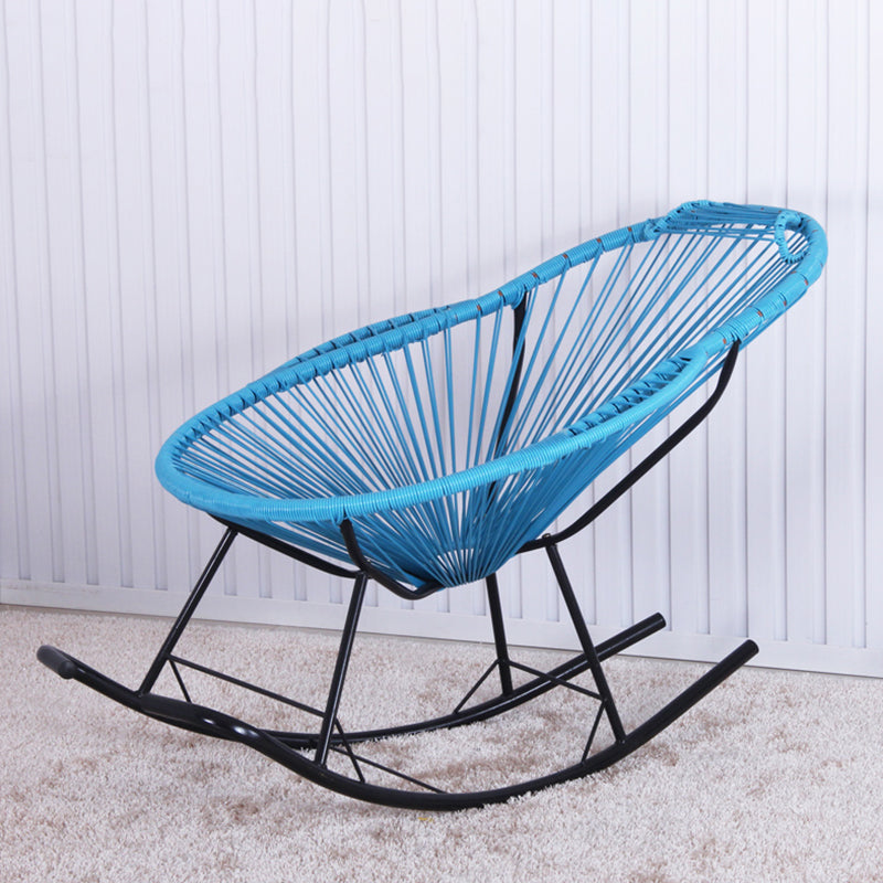 PE Rattan Iron Base Lazy Sofa Chair Leisure Lounge Rocking Chair